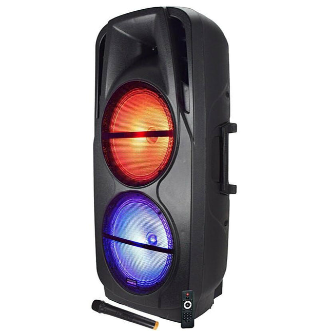 Coluna Portátil 12" 1000W USB/MP3/BT/LED + VHF-Som e luz-Karma-Music Stage