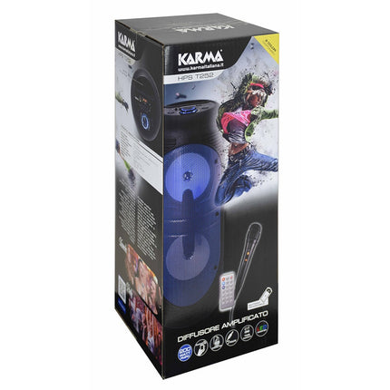 Coluna Portátil 2x5,25" 40W USB/SD/BT/BAT/TWS+1 Micro - Azul-Som e luz-Karma-Music Stage