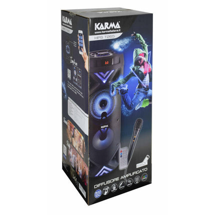 Coluna Portátil 2x6,5" 300W USB/SD/BT/BAT/TWS/APP + 1 Microf-Som e luz-RIDEM-Music Stage