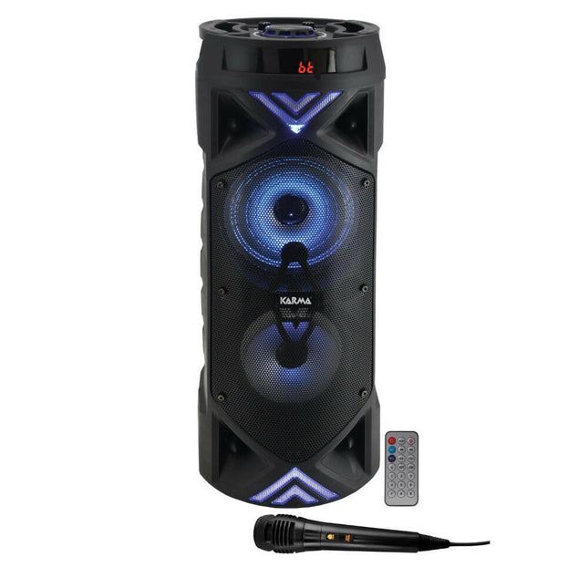 Coluna Portátil 2x6,5" 300W USB/SD/BT/BAT/TWS/APP + 1 Microf-Som e luz-RIDEM-Music Stage