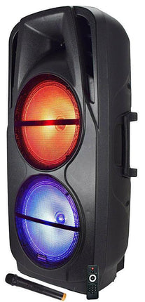Coluna Portátil 12" 1000W USB/MP3/BT/LED + VHF-Som e luz-Karma-Music Stage
