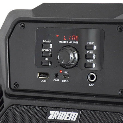 Coluna Portátil 6,5" 40W USB/BT/BAT + 1 Microfone-Som e luz-RIDEM-Music Stage