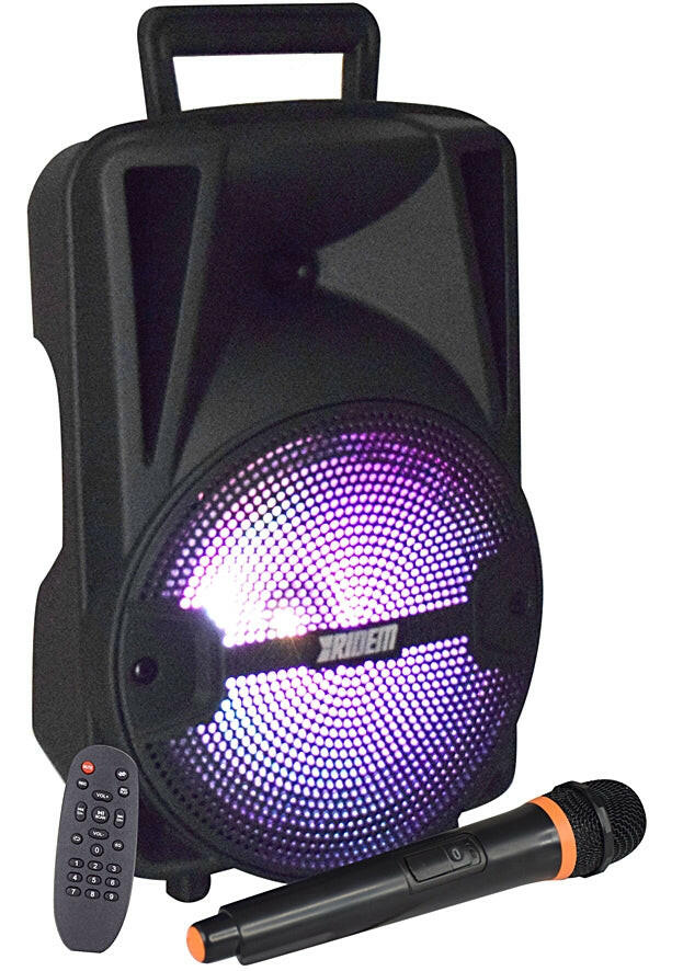 Coluna Portátil 8" 60W USB/SD/BT/BAT/FM + 1 Microfone VHF-Som e luz-RIDEM-Music Stage