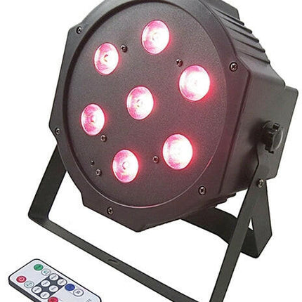 Projector Efeitos LED PAR 7x4W RGBW (Quad) DMX c/ Comando-Som e luz-Karma-Music Stage