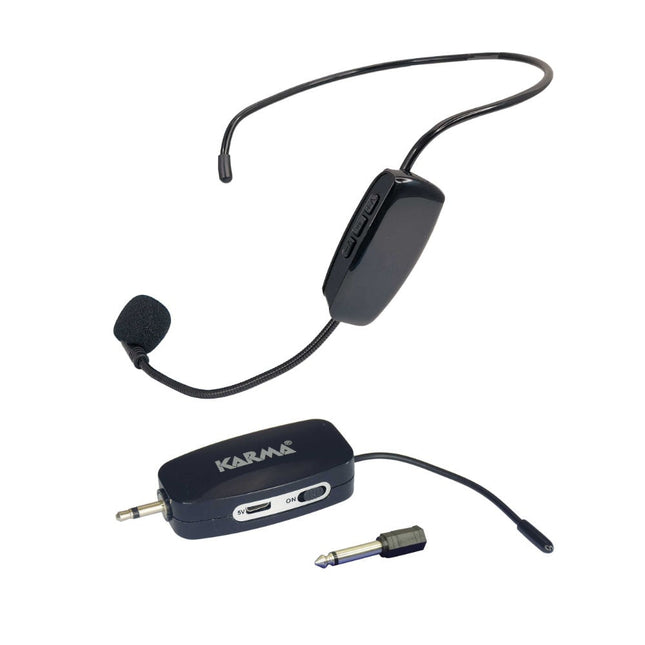Microfone Headset - Cabeça s/ Fios + Receptor UHF (ficha 3,5mm)-Som e luz-Karma-Music Stage