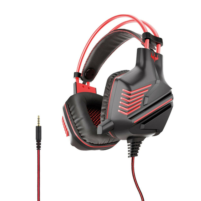 Auscultadores Gaming Ficha 3,5 c/ Microfone - Vermelho-Som e luz-Ovleng-Music Stage