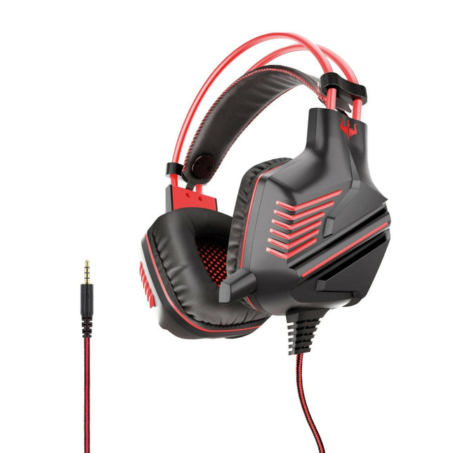 Auscultadores Gaming Ficha 3,5 c/ Microfone - Vermelho-Som e luz-Ovleng-Music Stage