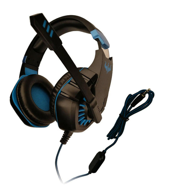 Auscultadores Gaming Ficha 3,5 c/ Microfone - Azul-Som e luz-Ovleng-Music Stage