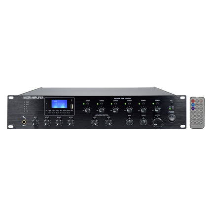 Amplificador Audio 100V 480W SD/USB/MP3 - 6 Zonas