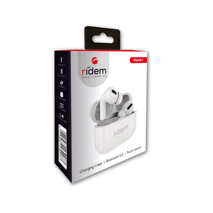 Auriculares Bluetooth POLAR 7 - Branco-Som e luz-Ridem-Music Stage