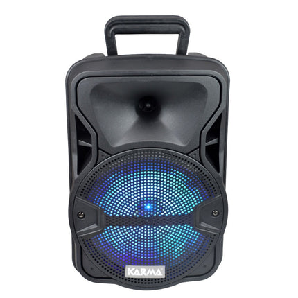 Coluna Portátil 8" 30W USB/SD/BT/BAT/FM/TWS + 1 Micro VHF-Som e luz-Karma-Music Stage