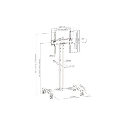 Suporte TV 34-55" Chão c/ Rodas Vesa 400-400-Tv audio e video-Ridem-Music Stage