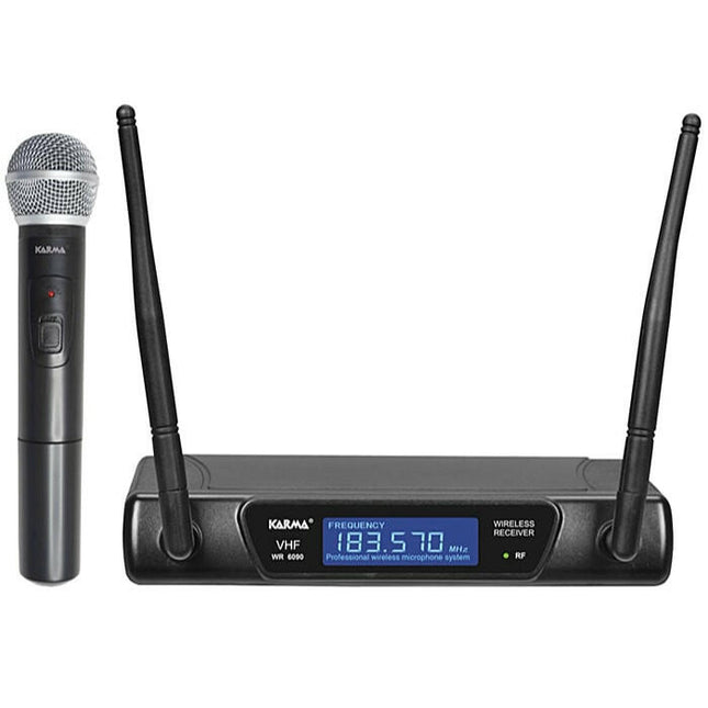 Microfone Mão s/ Fios + Receptor VHF 197,15MHz-Som e luz-Karma-Music Stage