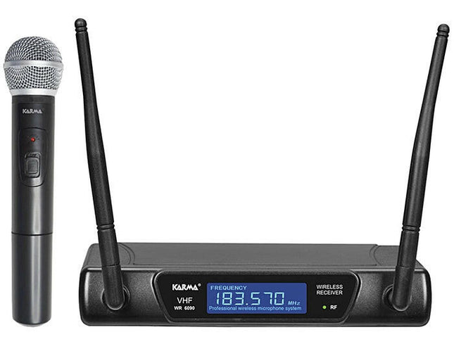 Microfone Mão s/ Fios + Receptor VHF 175,50MHz-Som e luz-Karma-Music Stage