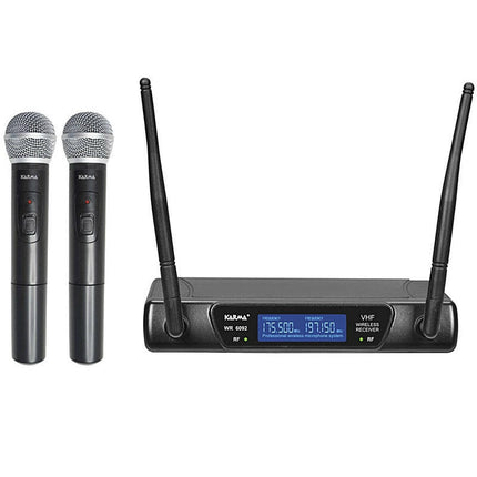 Microfone Mão s/ Fios (2 unid) +Receptor VHF 175/197MHz-Som e luz-Karma-Music Stage