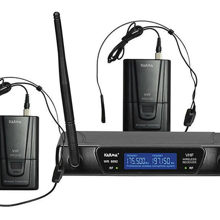 Microfone Headset - Cabeça s/ Fios (2 unid) + Receptor VHF 175/197MHz-Som e luz-Karma-Music Stage