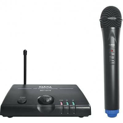 Microfone Mão s/ Fios + Receptor VHF 174.5MHz-Som e luz-Karma-Music Stage