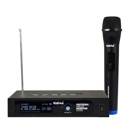 Microfone Mão s/ Fios + Receptor VHF 210MHz-Som e luz-Karma-Music Stage
