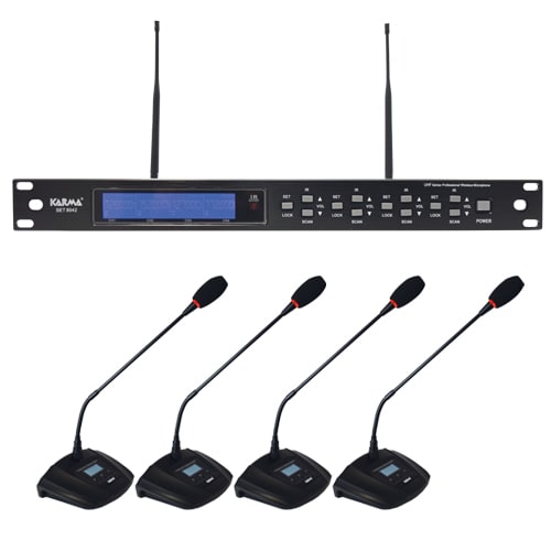 Microfone Mesa s/ Fios (4 unid) + Receptor UHF (Conferência)-Som e luz-Karma-Music Stage