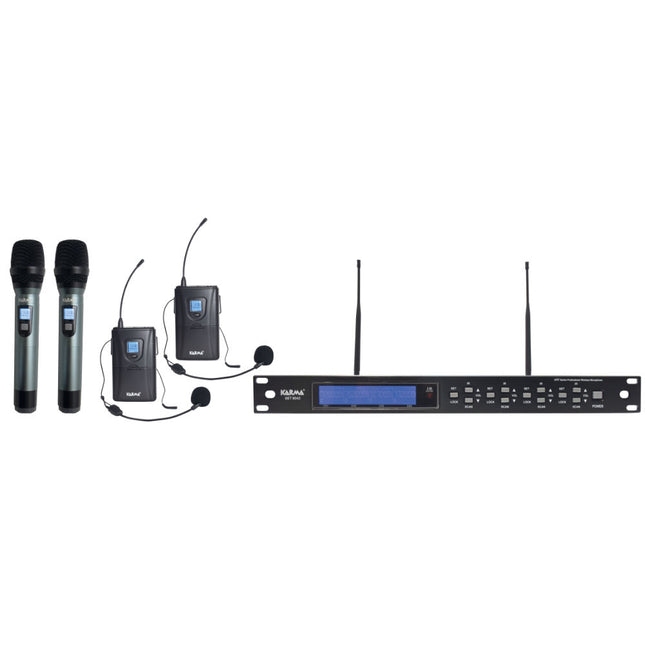 Microfone Headset - Cabeça + Mão s/ Fios (2+2 unid) + Receptor UHF-Som e luz-Karma-Music Stage