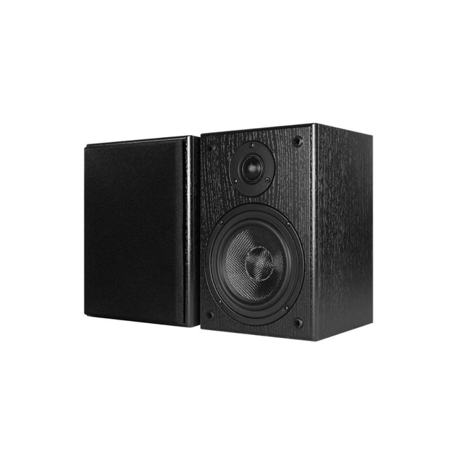 Coluna passiva preta com woofer e tweeter