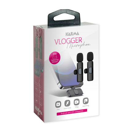 Microfone Lapela s/ Fios Lightning p/ Vlog (2 uni)