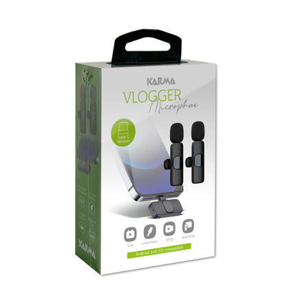 Microfone Lapela s/ Fios USB-C p/ Vlog (2 uni)