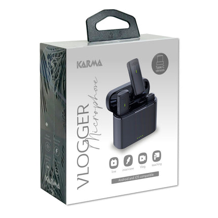 Microfone Lapela s/ Fios USB-C p/ Vlog c/ Caixa