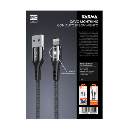 Cabo USB “A” Macho / Apple Lightning 1,2m – Preto