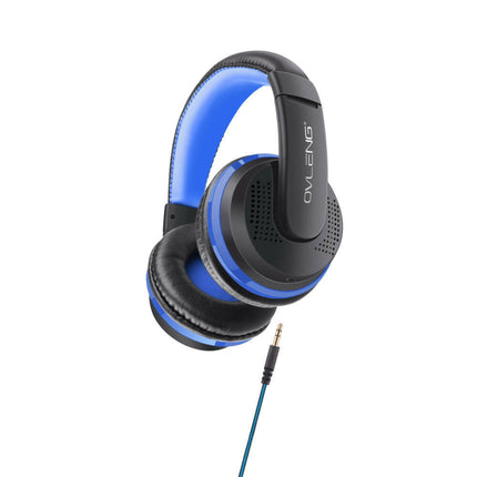 Auscultadores Ficha 3,5 c/ Microfone - Azul-Som e luz-Ovleng-Music Stage