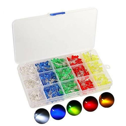 Kit 500 Leds 5mm - (Vermelho/Amarelo/Azul/Verde/Branco)-Componentes eletronicos-SMI-Music Stage