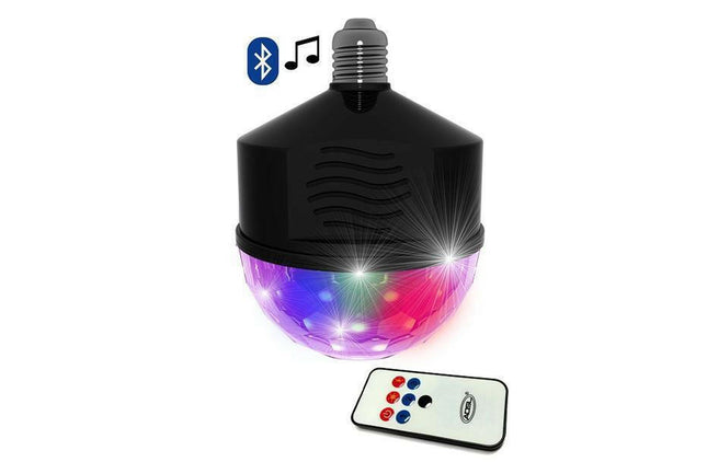 Lampada LED RGB E27 c/ Efeito de Luz Rotativo e Coluna Bluetooth-Lampada Efeitos-Party Fun Lights-Music Stage