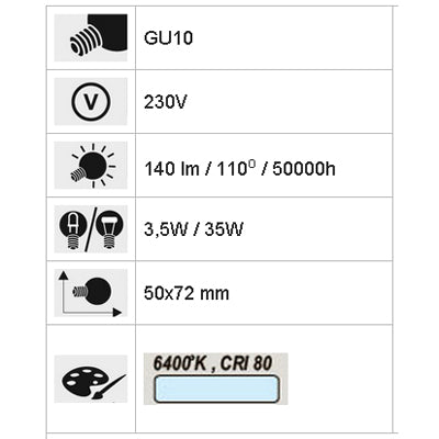 Lâmpada LED GU10 3,5W 140lm 60 Leds Branco Frio-Iluminacao e led-Nextec-Music Stage