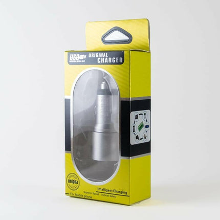 Transformador Isqueiro DC12/24V/DC5V 2,1A 2xUSB - Alumínio-Energia-SMI-Music Stage