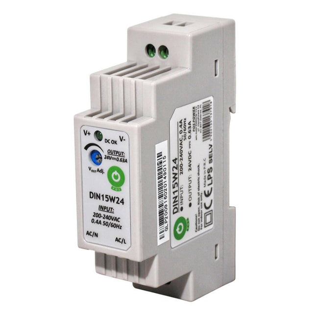 Fonte Alimentação AC230V/DC12V 1,25A 15W p/ Calha DIN-Electricidade-POS-Music Stage