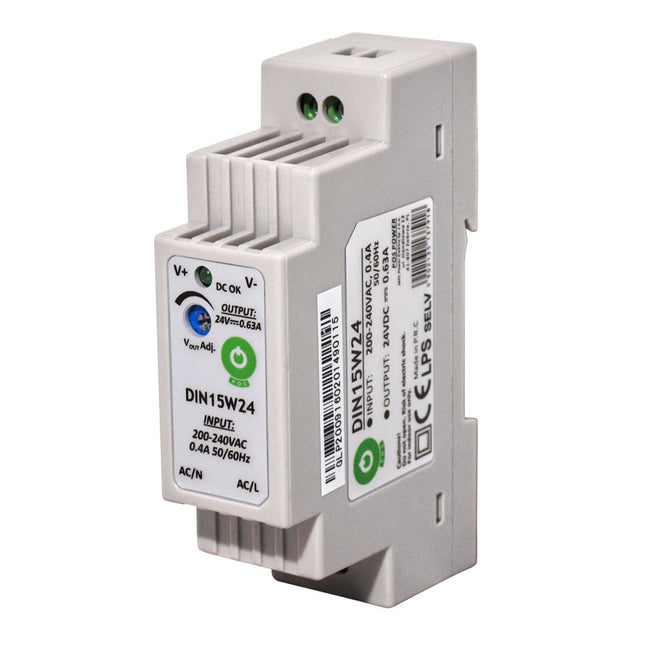 Fonte Alimentação Calha DIN AC230V/DC24V 0,63A 15W-Electricidade-POS-Music Stage