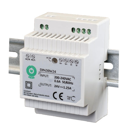 Fonte Alimentação Calha DIN AC230V/DC24V 1,25A 30W IP30-Iluminacao e led-POS-Music Stage