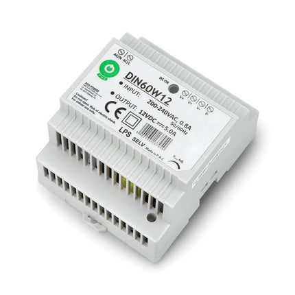Fonte Alimentação Calha DIN AC230V/DC12V 5A 60W IP30-Iluminacao e led-POS-Music Stage