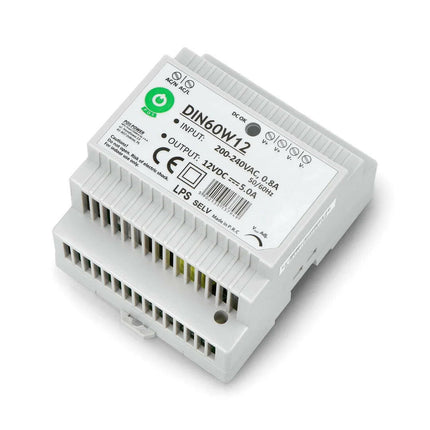 Fonte Alimentação Calha DIN AC230V/DC12V 5A 60W IP30-Iluminacao e led-POS-Music Stage