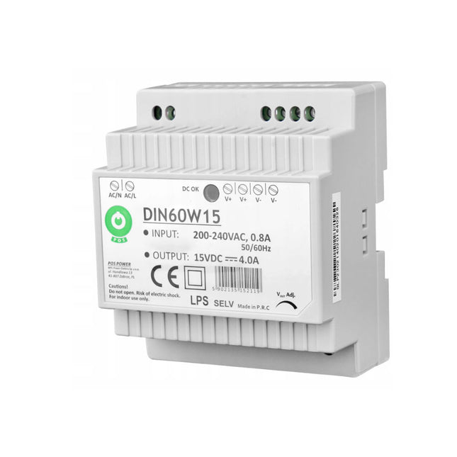 Fonte Alimentação Calha DIN AC230V/DC15V 4A 60W IP30-Iluminacao e led-POS-Music Stage