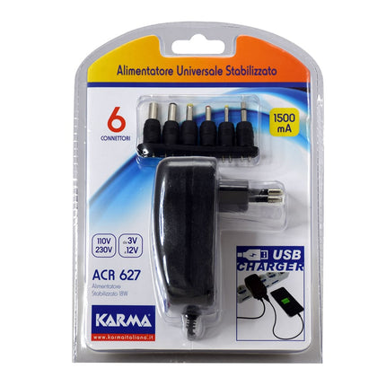 Transformador AC230V/DC3 a 12V 1,5A 18W + USB-Energia-Karma-Music Stage