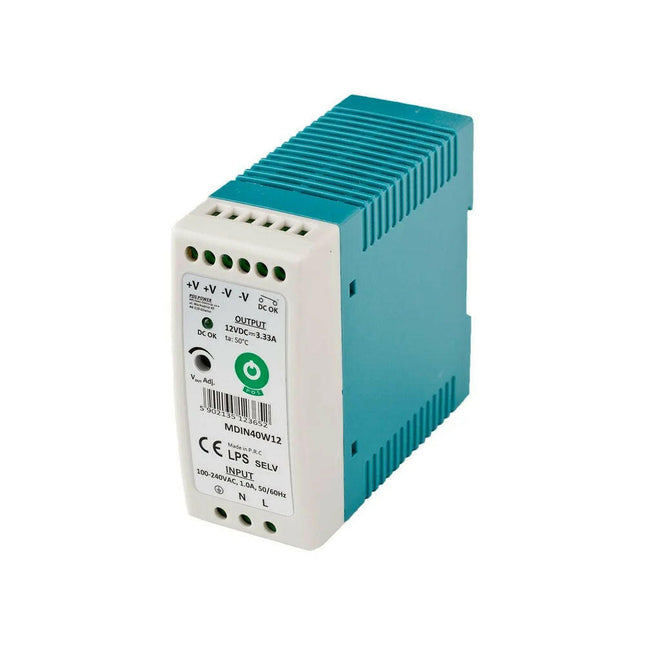 Fonte Alimentação Calha DIN AC230V/DC12V 3,33A 40W Slim-Electricidade-POS-Music Stage
