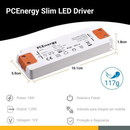 Fonte Alimentação p/ Leds AC230V/DC12V 2,5A 30W-Energia-PCEnergy-Music Stage
