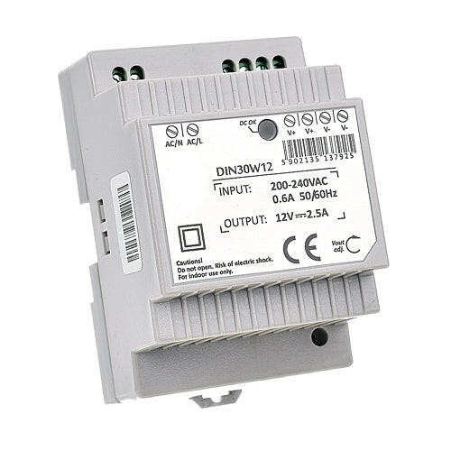 Fonte Alimentação Calha DIN AC230V/DC12V 2,5A 30W IP30-Iluminacao e led-SMI-Music Stage