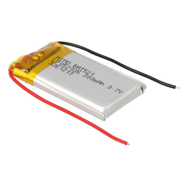 Bateria Li-Po 3,7V 300mAh c/ Cabos - 20x35x5mm