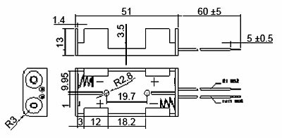 Suporte Pilhas 2xR03 c/ Fios 20cm-Energia-SMI-Music Stage
