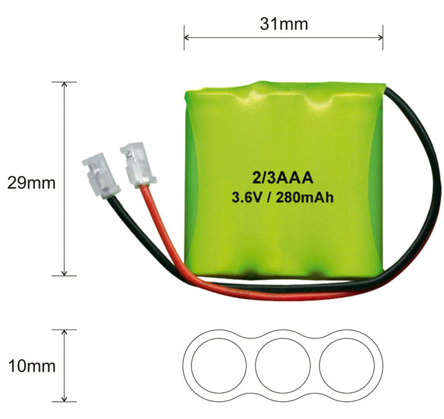 Acumulador 3,6V 280mA 2/3AAA NI-Mh c/ Fichas-Energia-Nimo-Music Stage
