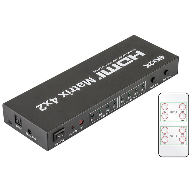 Matrix HDMI 4x2 (4 Entradas x 2 Saídas) c/ Comando