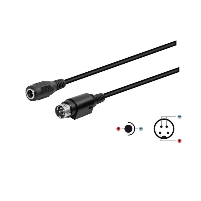 Adaptador Alimentação DC Macho Ø2,1x5,5mm/ Mini Din 4Pin
