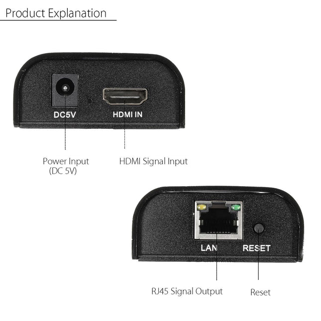 Extensor HDMI via Cat5e/6 máx 120mt - Receptor-Tv audio video-SMI-Music Stage